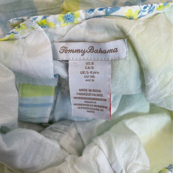 Tommy Bahama Girls Plaid Ruffle Sundress W/ Bloomers Blue Green Yellow Sz 6 - Picture 3 of 4
